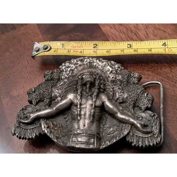 Bergamot Brass Works Siskiyou Native American Indian Vintage 1981 Belt Buckle - Picture 7 of 8